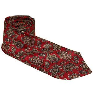 Wynbrier Men’s Vintage Silk Tie Red Paisley Business Casual Preppy Dad Formal